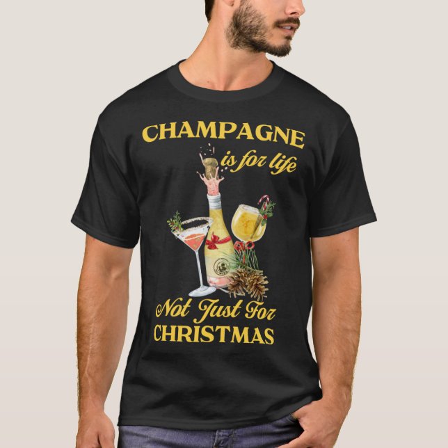 T-shirt Christmas Champagne Festive Matching Party Xmas Dr (Devant)