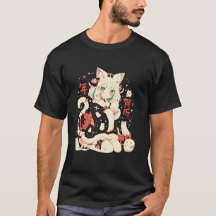 T-shirt Christmas Chat Girl Anime Waifu Kawaii Japan Holid
