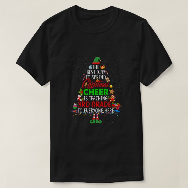 T-shirt Christmas Cheer Is Teaching 3rd Grade (Design devant)
