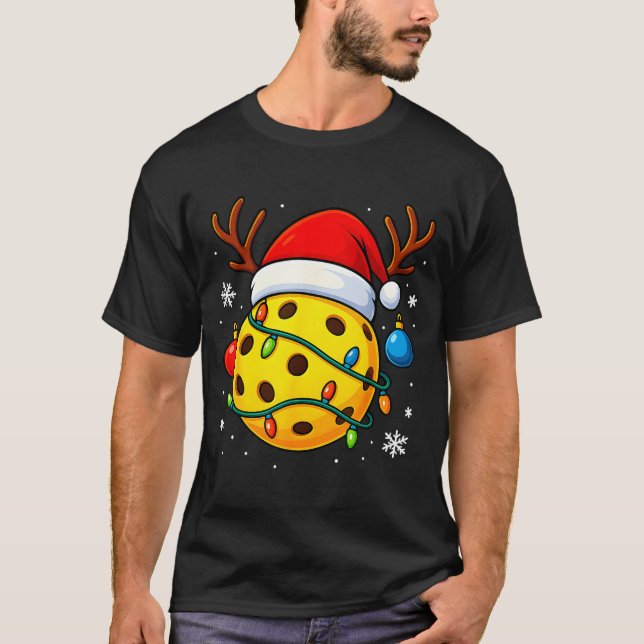 T-shirt Christmas Ckleball Santa Hat Lights Srts Xmas Paja (Devant)