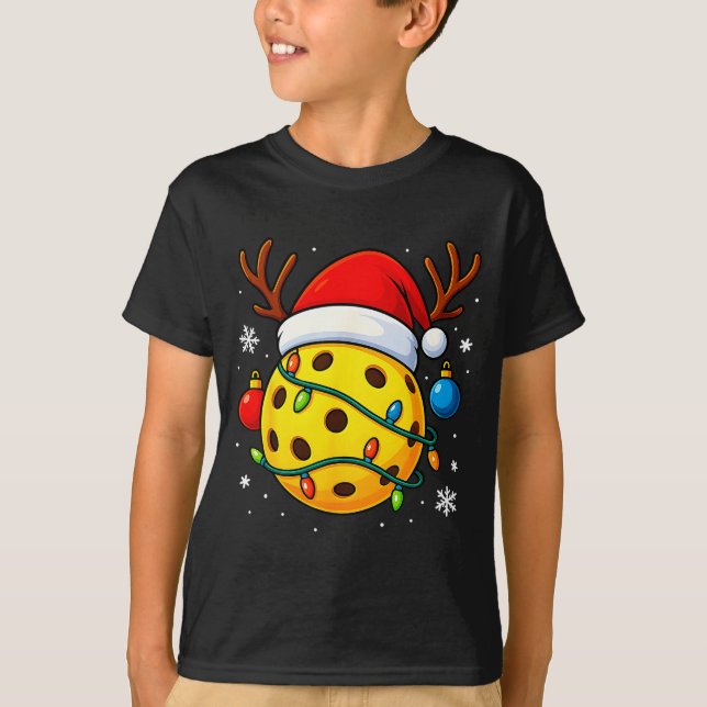 T-shirt Christmas Ckleball Santa Hat Lights Srts Xmas Paja (Devant)