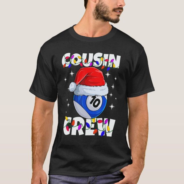 T-shirt Christmas Cousin Crew 10 Ball Billiard Pajamas Fam (Devant)