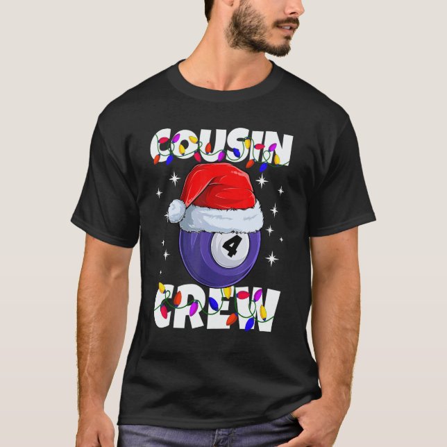 T-shirt Christmas Cousin Crew 4 Ball Billiard Pajamas Fami (Devant)