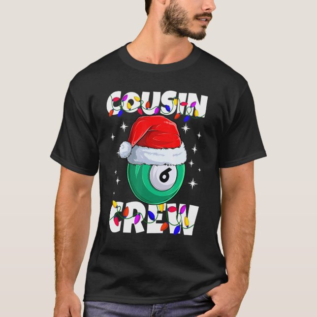 T-shirt Christmas Cousin Crew 6 Ball Billiard Pajamas Fami (Devant)