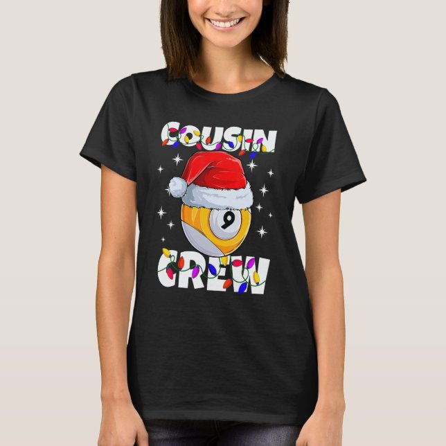 T-shirt Christmas Cousin Crew 9 Ball Billiard Pajamas Fami (Devant)