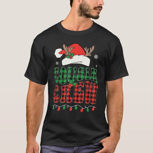 T-shirt Christmas Cousin Crew Buffalo Red Plaid Santa Xmas (Devant)