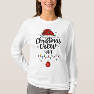 T-shirt Christmas Crew Wife Santa Hat Matching Christmas