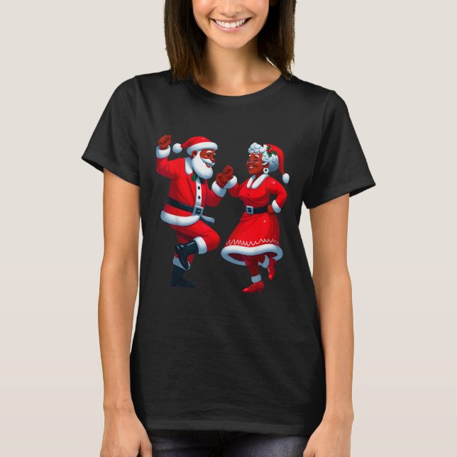 T-shirt Christmas Dancing Black African American Santa Mrs (Devant)