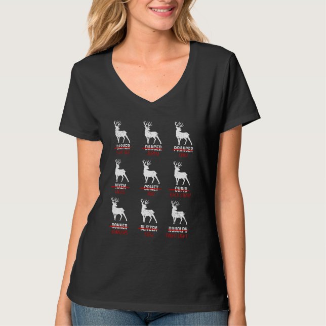 T-shirt Christmas Deer Bow Hunting Santa Men Women Hunter (Devant)