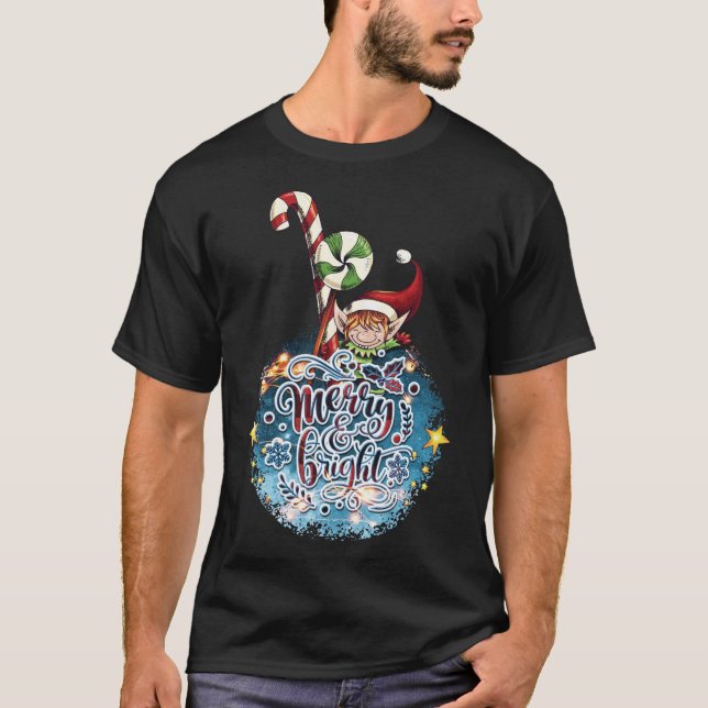 T-shirt Christmas design cheerful & cheerful snow globe (Devant)