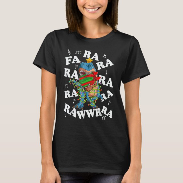T-shirt Christmas Dinosaur Fa Ra Ra Rawr Tree Rex Pajamas  (Devant)