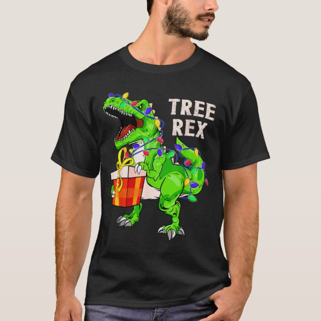 T-shirt Christmas Dinosaur Shirt Tree Rex Pajamas Xmas Men (Devant)