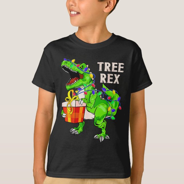 T-shirt Christmas Dinosaur Shirt Tree Rex Pajamas Xmas Men (Devant)