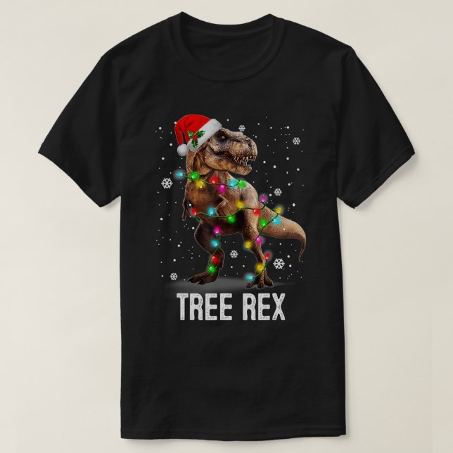 T-shirt Christmas Dinosaur Tree Rex Pajamas Men Boys Xmas (Design devant)