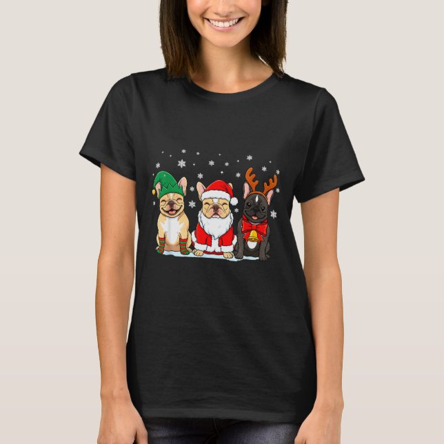 T-shirt Christmas Dog French Bulldog Xmas Dog Lover Men Wo (Devant)