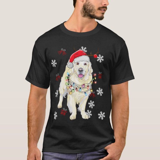 T-shirt Christmas Dog Golden retriever Pajama (Devant)