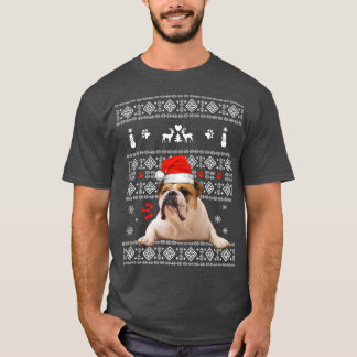 T-shirt Christmas English Bulldog In Santa Hat Xmas Ugly S