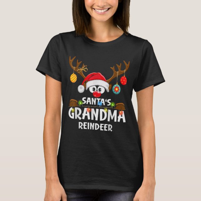 T-shirt Christmas Family Santa's Grandma Reindeer Pajama  (Devant)