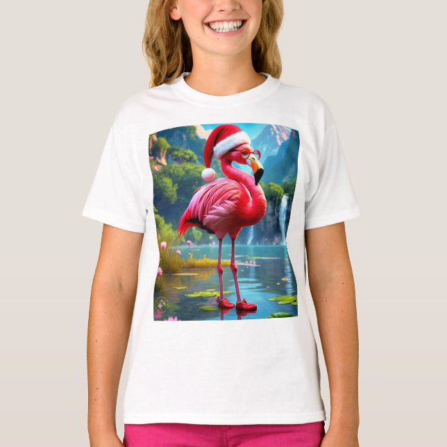 T-shirt Christmas Flamingo As Santa Claus-47476 (Devant)