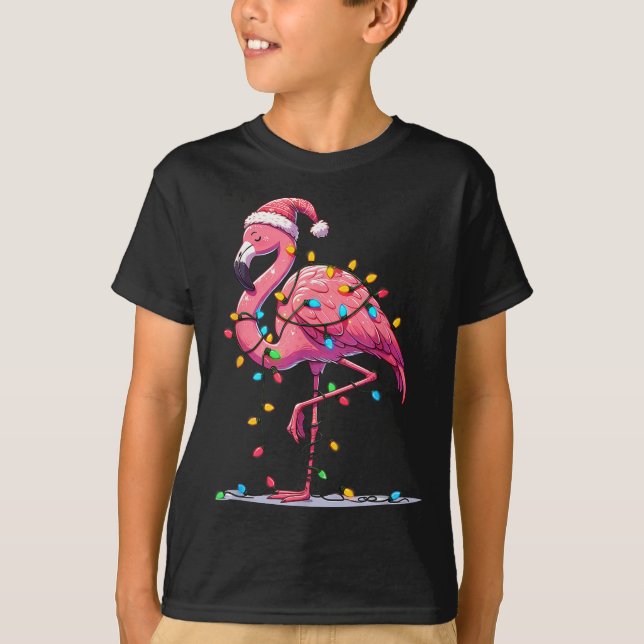 T-shirt Christmas Flamingo Lover Santa Xmas Women Men Kids (Devant)