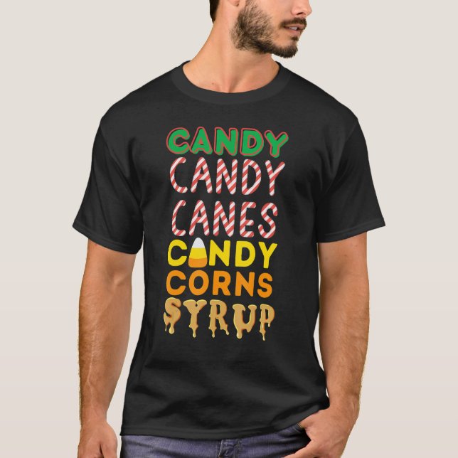 T-shirt Christmas Food Groups - Candy, Candy Canes, Syrup (Devant)