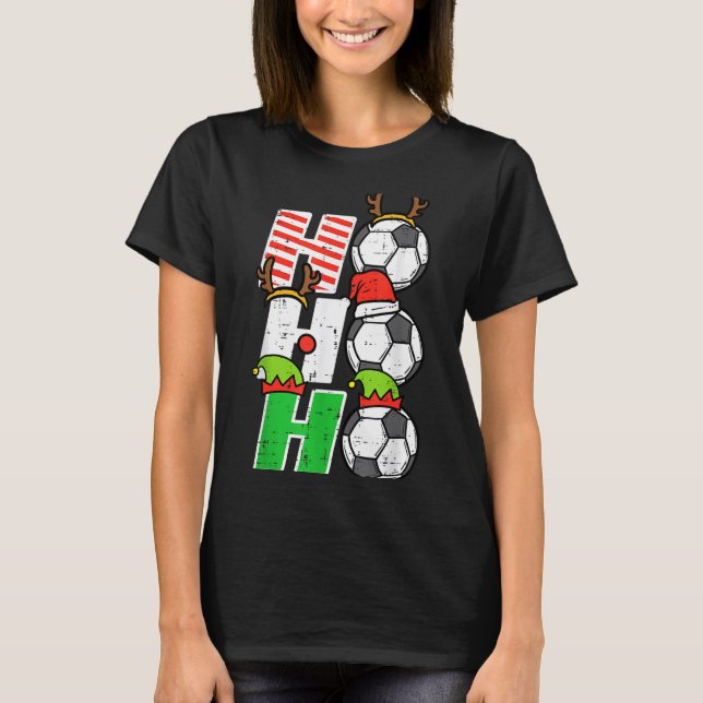 T-shirt Christmas Football Ho Ho Ho Soccer Xmas Srt Men Wo (Devant)