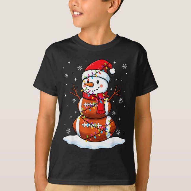 T-shirt Christmas Football Snowman Kids Football Christmas (Devant)