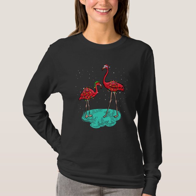 T-shirt Christmas for men women kids Santa ELF Flamingo (Devant)