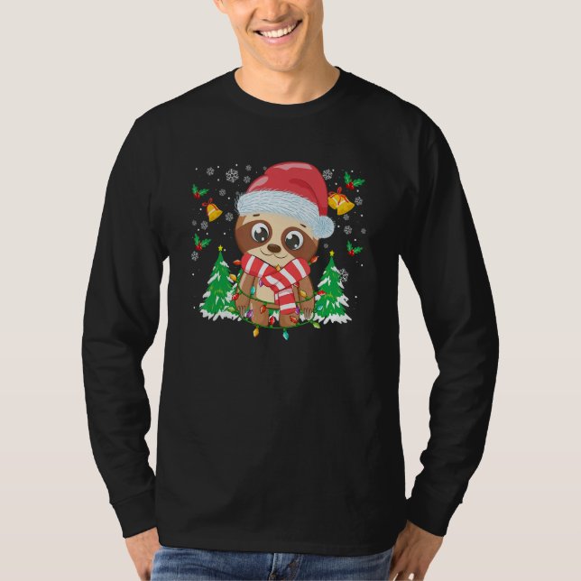 T-shirt Christmas For Men Women Kids Santa Sloth (Devant)