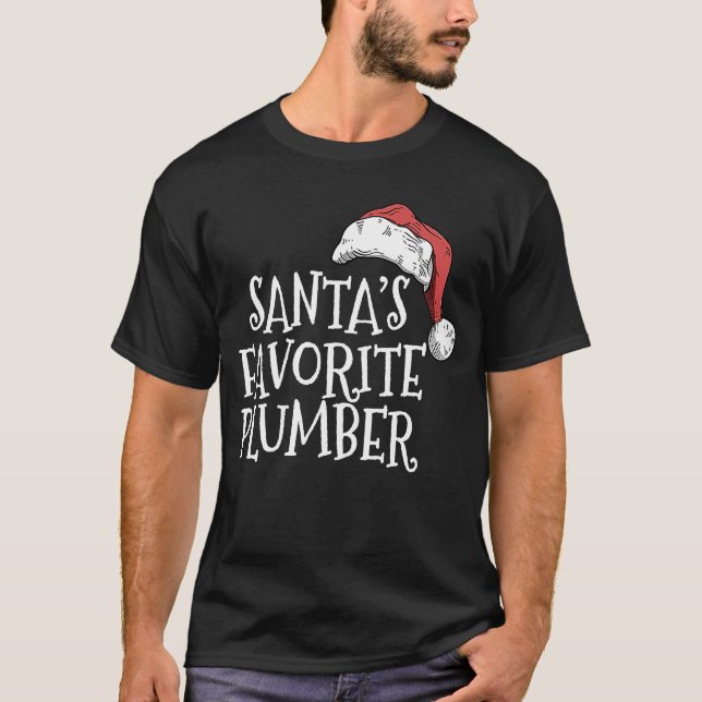 T-shirt Christmas for plumbers Santa's favorite plumber (Devant)