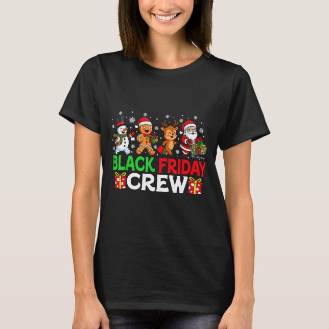 T-shirt Christmas Friday Shopng Crew Black Shopng Family F (Devant)