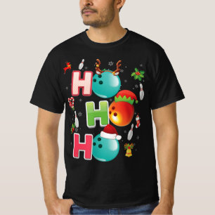 T-shirt Christmas Fun Ho Ho Ho Bowling Pajama Père Noël Lo