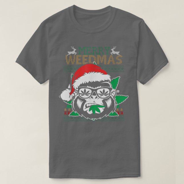 T-shirt Christmas Funny Glasses Monkey Office Holiday (Design devant)