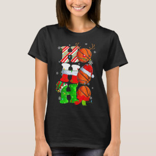 T-shirt Christmas Funny Ho Ho Ho Basketball Pajama Santa L