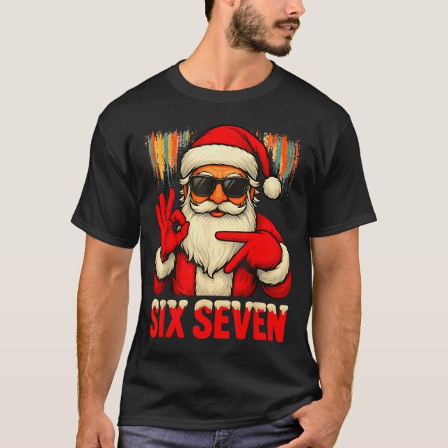 T-shirt Christmas Funny Six Seven 6 7 Meme Santa Men Boys  (Devant)
