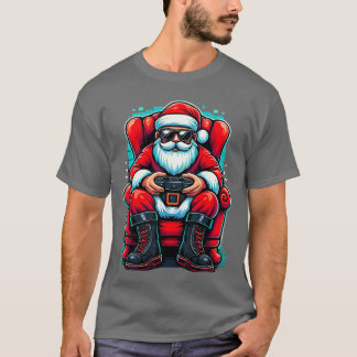 T-shirt Christmas Gamer Santa Xmas vintage