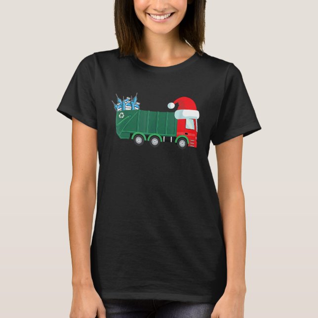 T-shirt Christmas Garbage Truck Vaccinated For Boys Kids T (Devant)