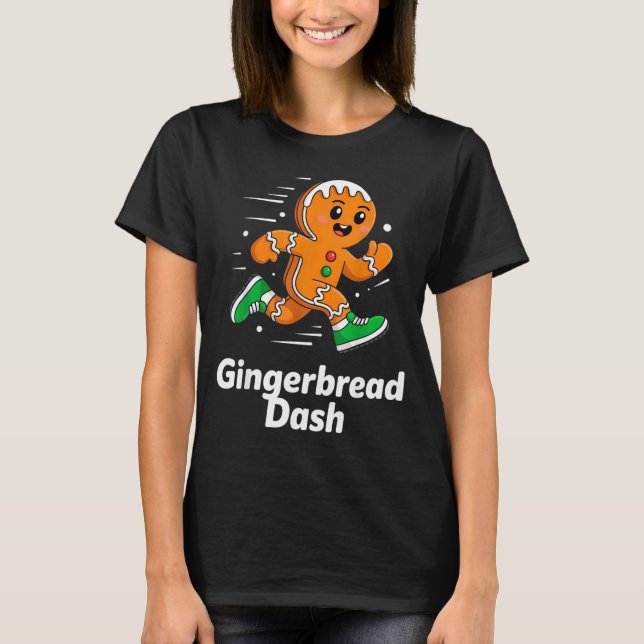 T-shirt Christmas Gingerbread Dash Running Runner Xmas Mar (Devant)