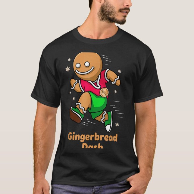 T-shirt Christmas Gingerbread Dash Running Runner Xmas Mar (Devant)
