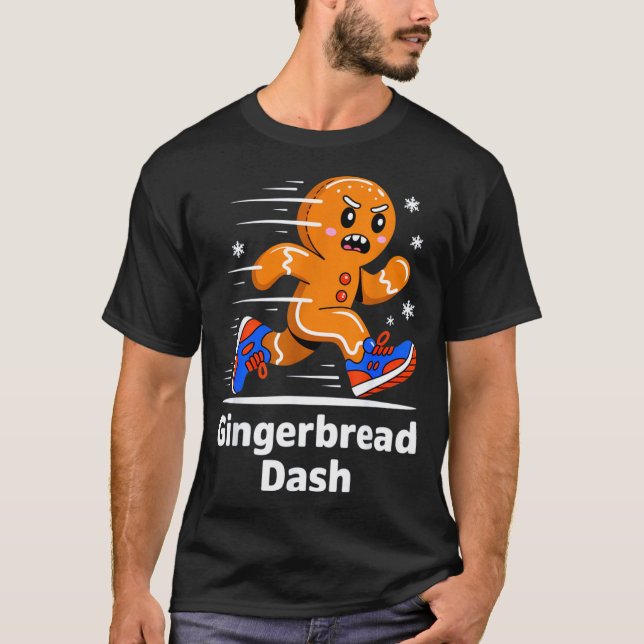 T-shirt Christmas Gingerbread Dash Running Runner Xmas Mar (Devant)