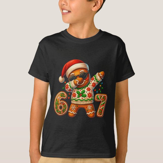 T-shirt Christmas Gingerbread Six Seven 67 Meme Xmas Slang (Devant)