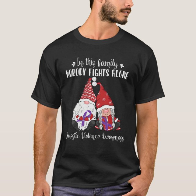 T-shirt Christmas Gnomes Domestic Violence Awareness (Devant)