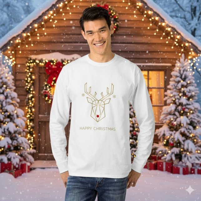 T-shirt Christmas Gold Geometric Reindeer (Créateur téléchargé)