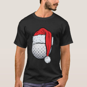 T-shirt Christmas Golf Ball Santa Hat Funny Sport Xmas Boy