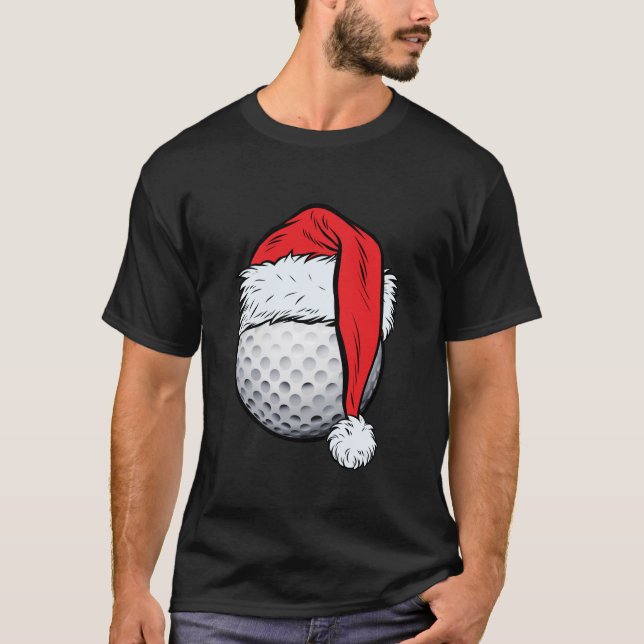 T-shirt Christmas Golf Ball Santa Hat Funny Sport Xmas Boy (Devant)