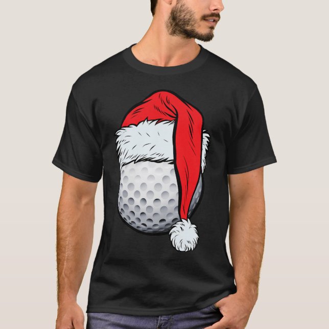 T-shirt Christmas Golf Ball Santa Hat Xmas Golf Boys Me (Devant)