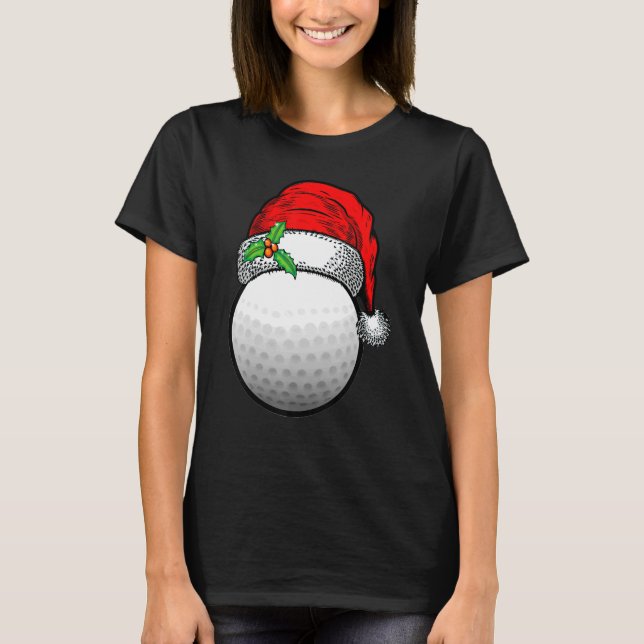 T-shirt Christmas Golf Ball Santa Hat Xmas Sport Pour Garç (Devant)