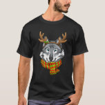 T-shirt Christmas Grey Wolf Santa Clause Reindeer Xmas Wal<br><div class="desc">Christmas Grey Wolf Santa Clause Reindeer Xmas Wolf Lover</div>