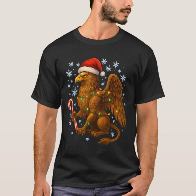 T-shirt Christmas Griffin Magic Mythical Holiday Srit Long (Devant)