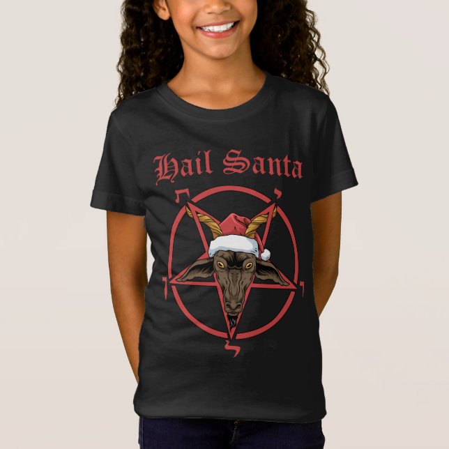 T-Shirt Christmas Hail Père Noël Satanism Goat Satan Bapho (Devant)
